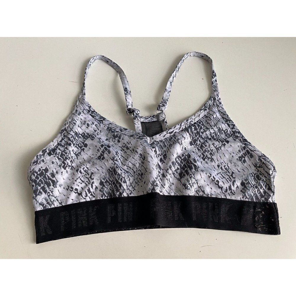 Victoria's Secret PINK ACTIVE Lightly Lined Sport Bra Snake Print Sz S Check Pic